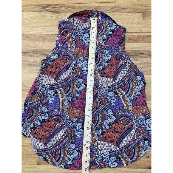 Anthropologie Maeve Women's Whimsical Pintucked Blouse Pink M Sleeveless Button - Picture 3 of 7